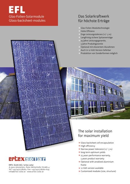 Glas-Folien-Solarmodule - Ertex Solar