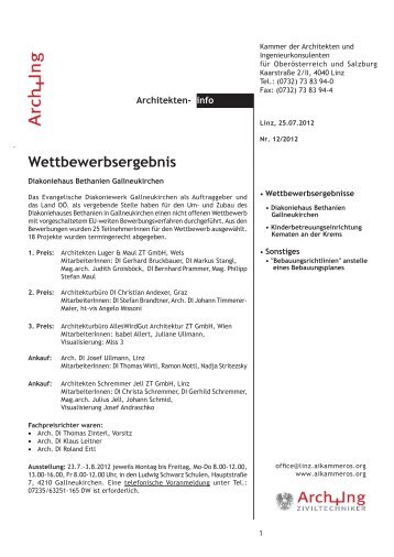ArchInfo 12/2012 - Kammer der Architekten und Ingenieurkonsulenten