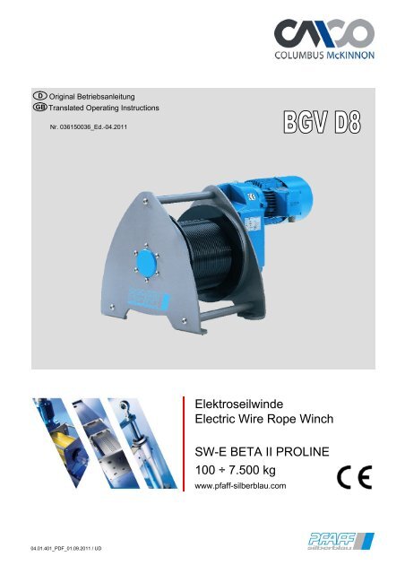 Elektroseilwinde Electric Wire Rope Winch SW-E ... - Pfaff-silberblau