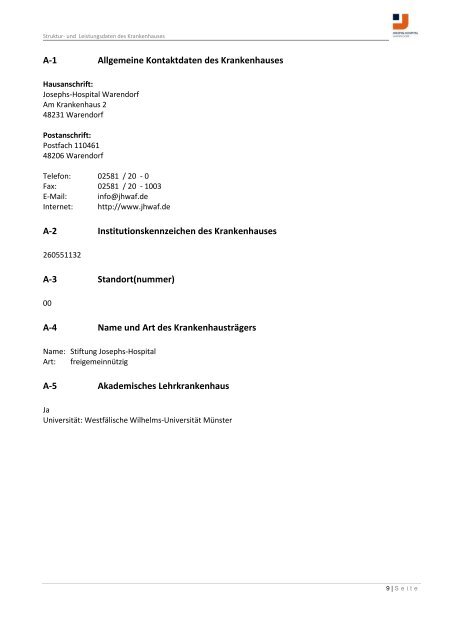 Strukturierter Qualitätsbericht Berichtsjahr 2010 - KTQ