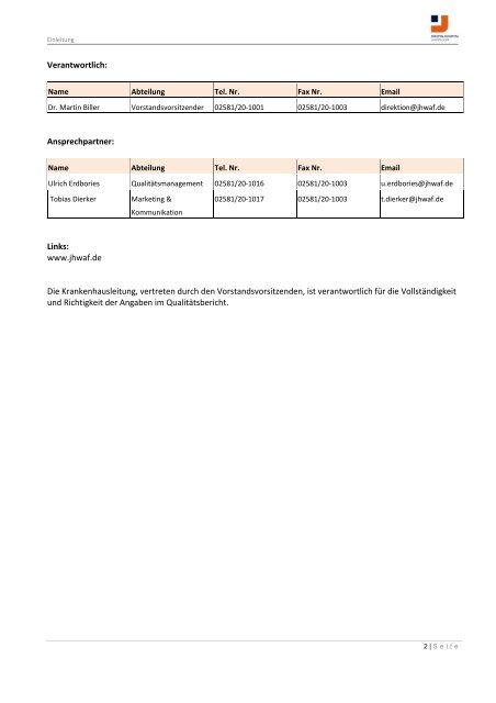 Strukturierter Qualitätsbericht Berichtsjahr 2010 - KTQ