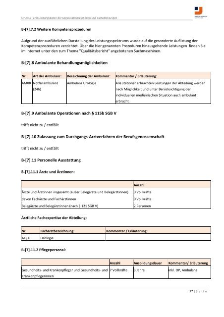 Strukturierter Qualitätsbericht Berichtsjahr 2010 - KTQ