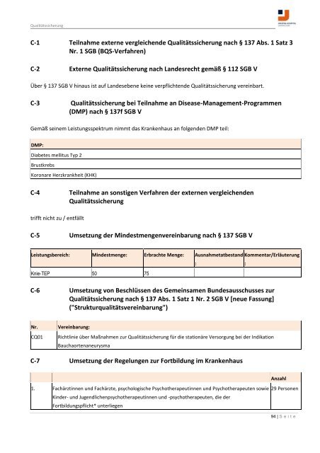 Strukturierter Qualitätsbericht Berichtsjahr 2010 - KTQ