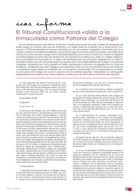 El Constitucional avala el patronazgo de la Inmaculada - LA TOGA