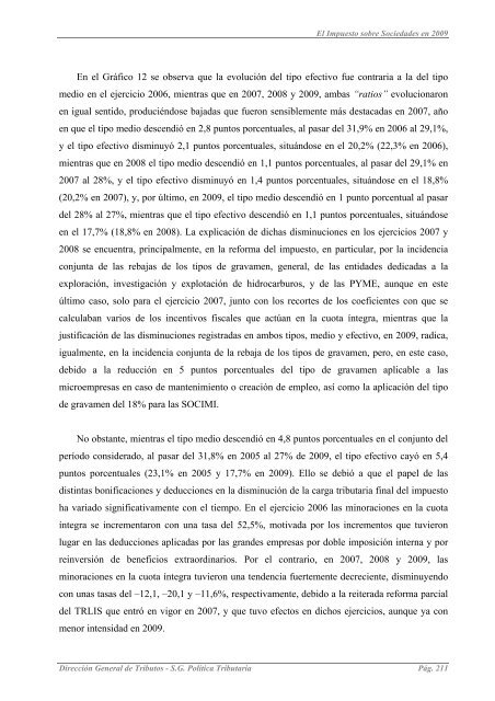 EL IMPUESTO SOBRE SOCIEDADES EN 2009