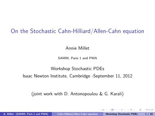 On the Stochastic Cahn-Hilliard/Allen-Cahn equation - Isaac Newton ...