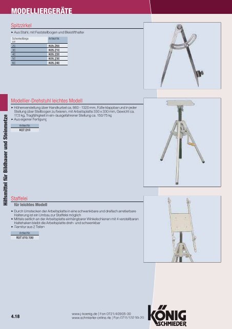 Hilfsmittel für Bildhauer und Steinmetze - J. KÖNIG