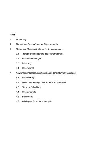1. Einführung 2. Planung und Beschaffung des Pflanzmaterials