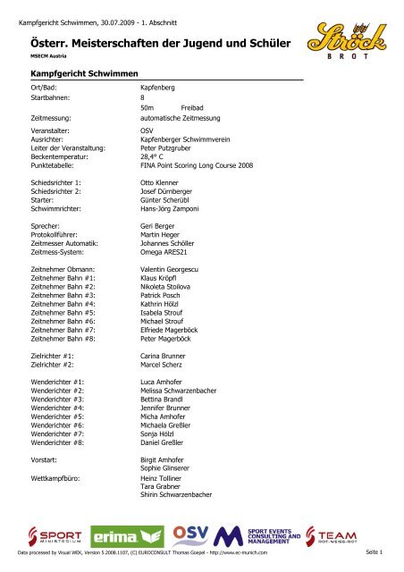 Österreichische Meisterschaften der Jugend- und Schülerklasse 2009