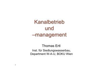 Kanalbetrieb und - H81 Department Wasser-Atmosphäre-Umwelt ...