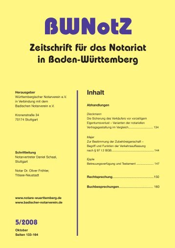 BWNotZ 5/2008 - Württembergischer Notarverein e.V.