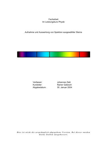 Facharbeit Im Leistungskurs Physik Aufnahme und Auswertung von ...