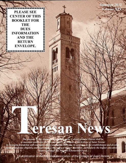 Teresan News Summer 2012 - Alumnae Association of the College ...