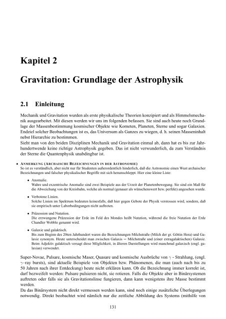 Einfžhrung i n die Astrophysik Teil 1