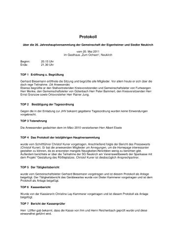 Protokoll JHV 2011 - Verband Wohneigentum