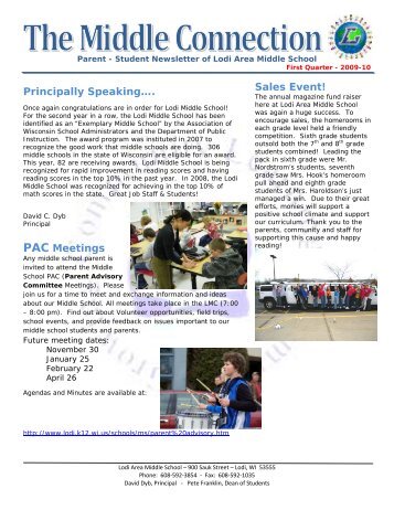 2009-10 First Quarter Newsletter - School District of Lodi