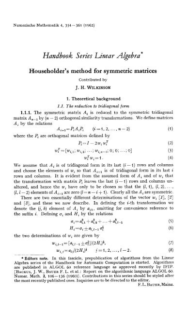 Householder's method for symmetric matrices