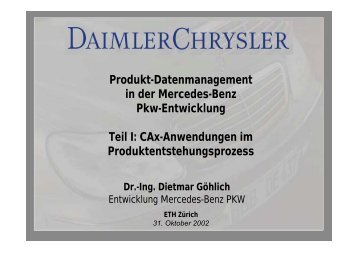 Produkt-Datenmanagement in der Mercedes ... - SIM - ETH Zürich