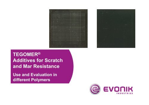 Tegomer Additives For Scratch And Mar Plastic Additives