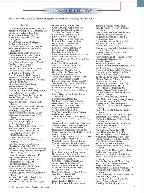 NEW MEMBERS - The Electrochemical Society