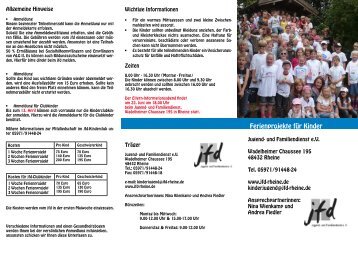 Ferienprojekte für Kinder - JFD Rheine