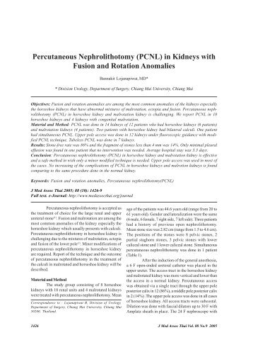 Percutaneous Nephrolithotomy (PCNL) in Kidneys with Fusion and ...