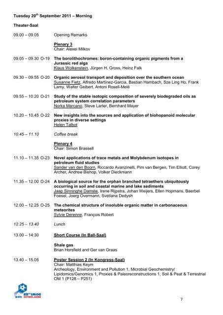 25th International Meeting on Organic Geochemistry IMOG 2011