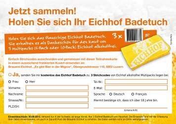 Jetzt sammeln! Holen Sie sich Ihr Eichhof Badetuch