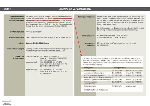 Preisliste - Aachener Zeitung