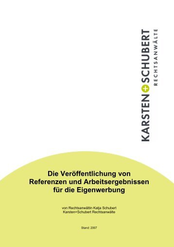 Veröffentlichung von Referenzen und Arbeitsergebnissen für ...