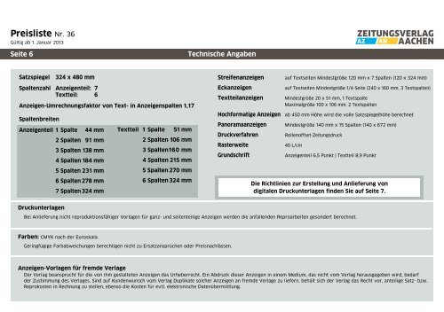 Mediadaten 2013 - Aachener Zeitung