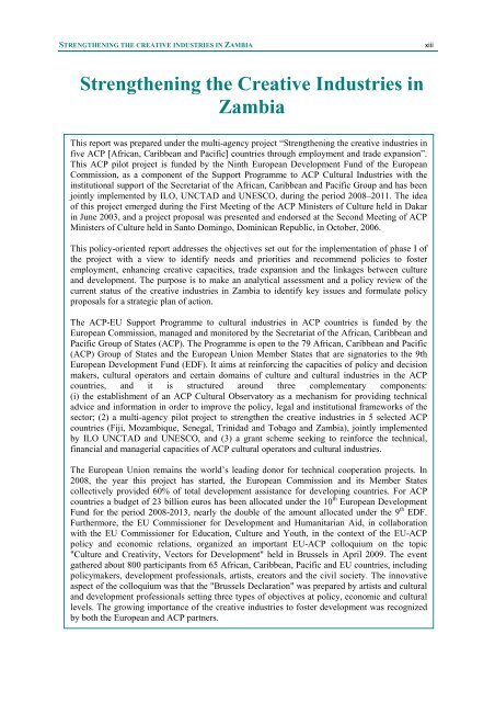 Strengthening the Creative Industries in Zambia - Unctad