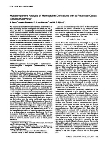 Multicomponent Analysis of Hemoglobin ... - Clinical Chemistry