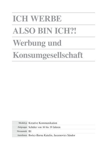 Ich werbe also bIn Ich?! werbung und Konsumgesellschaft - Sulinet