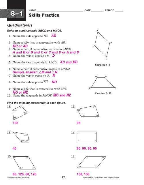 Skills Practice Workbook - Glencoe