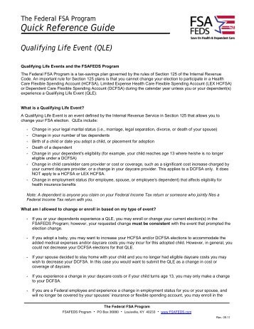 Qualifying Life Event QRG - FSAFeds