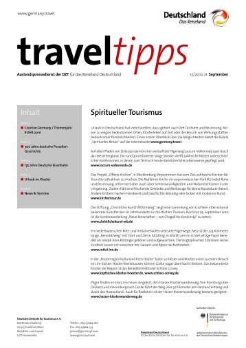 Spiritueller Tourismus Inhalt - Germany Travel