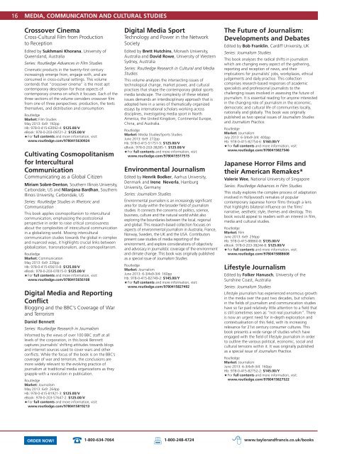 New Books April, May, June, 2013 (US) - Routledge
