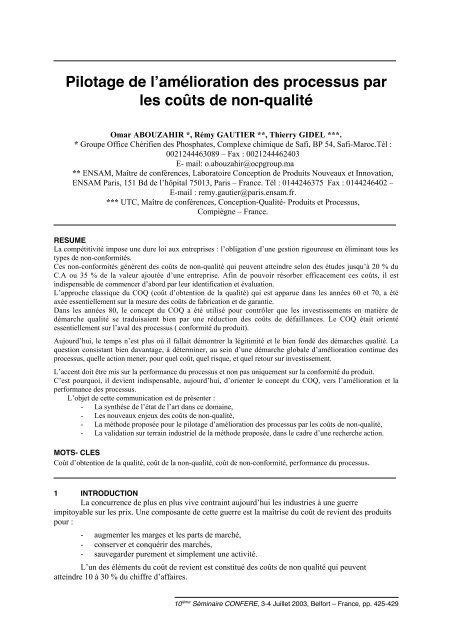 Pilotage de l'amélioration des processus par les - Guillaume Gronier