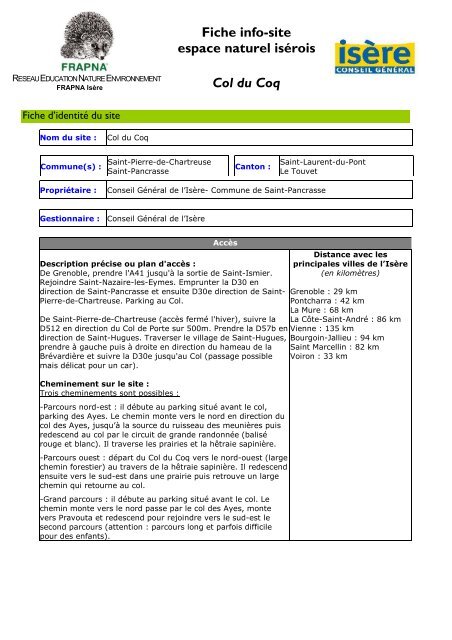 Fiche_info_Col du coq - Conseil général de l'Isère