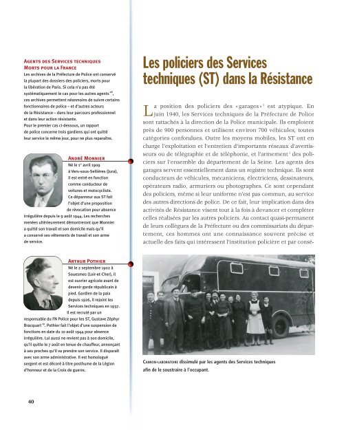 Les proto-résistants du Coq Gaulois - Préfecture de Police de Paris ...