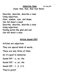 Adjective Song CD Song #9 (tune: Row, Row, Row Your Boat ...