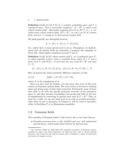 RANDOM FIELDS AND THEIR GEOMETRY