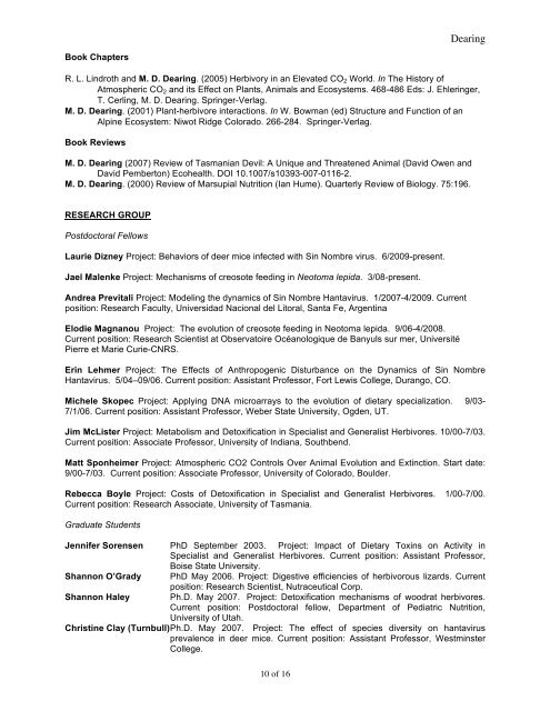 Curriculum Vitae - Department of Biology - University of Utah