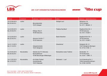 LBS CUP-VERANSTALTUNGSKALENDER