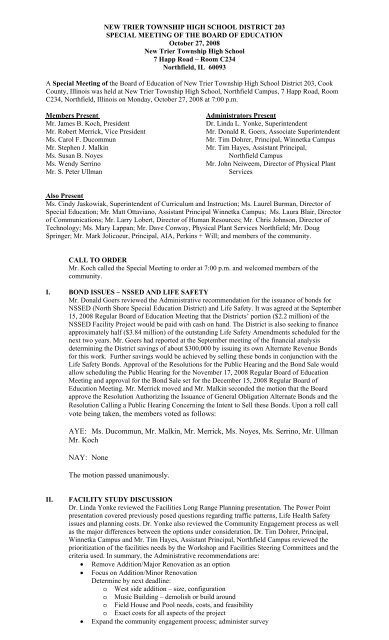 NEW TRIER TOWNSHIP HIGH SCHOOL DISTRICT 203 - BoardDocs