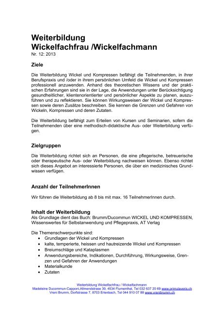 Weiterbildung Wickelfachfrau/Wickelfachmann 2013. - Madeleine ...