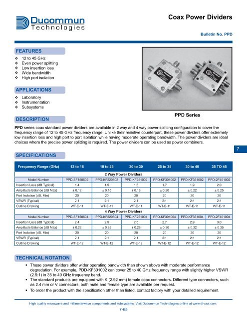 Coax Power Dividers