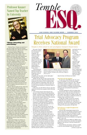 Trial Advocacy Program Receives National Award - Temple Law ...