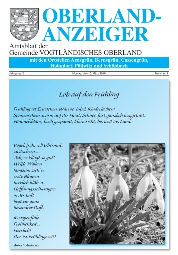 Lob auf den Frühling - Gemeinde Vogtländisches Oberland